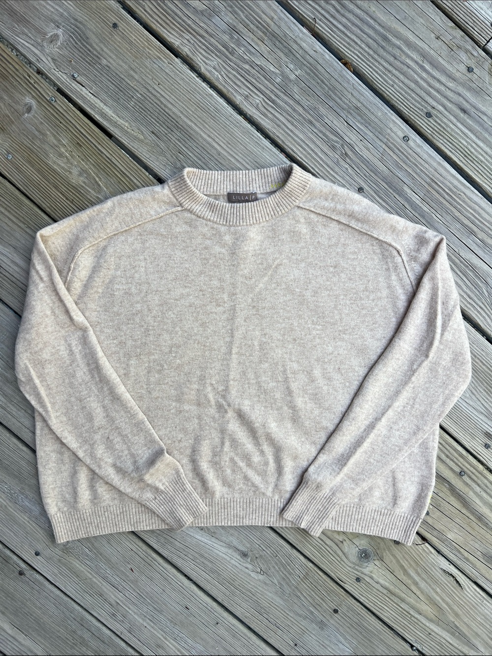 Lilla P Women’s Crewneck Wool & Cashmere Sweater in Oatmeal Heather
